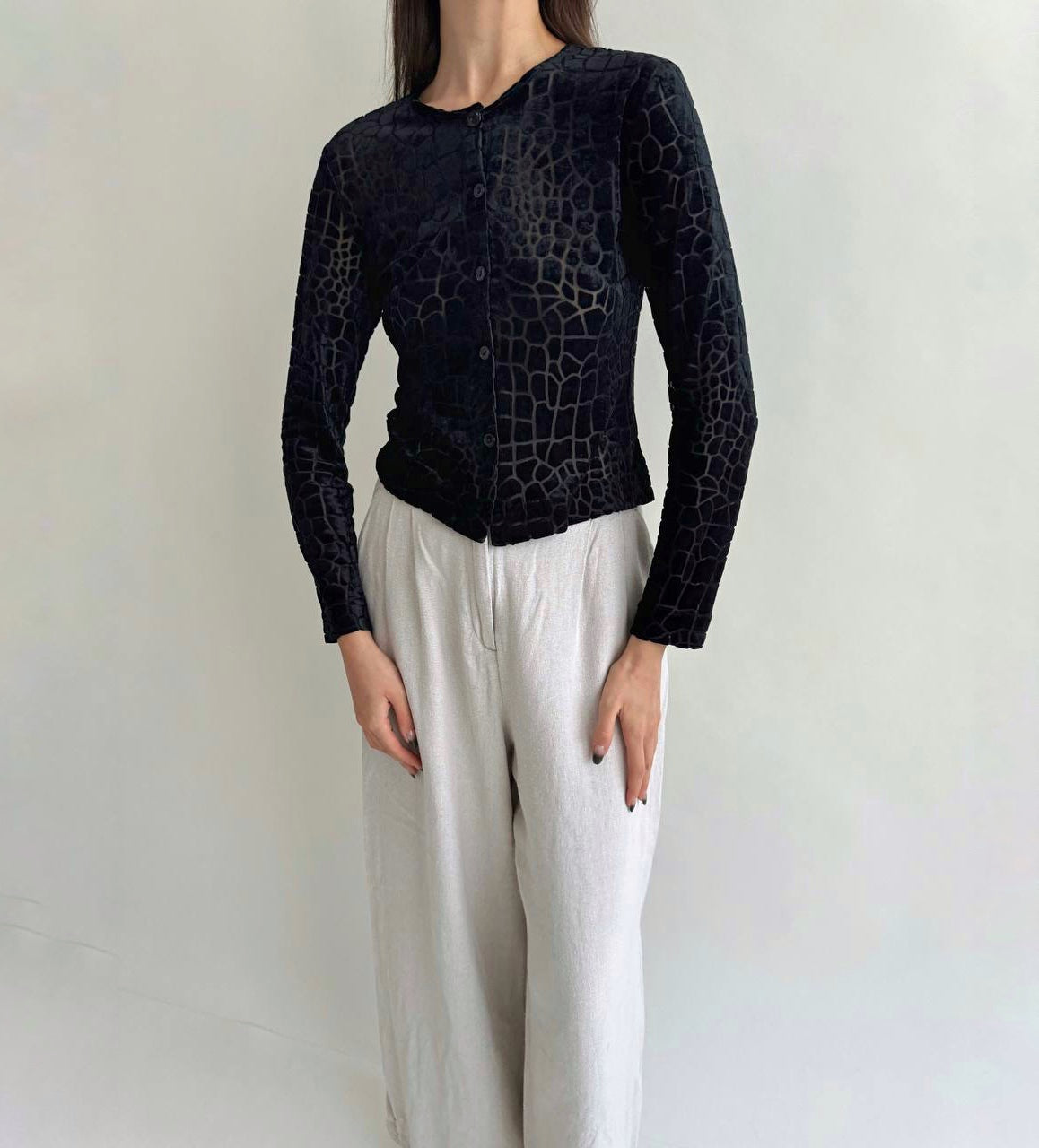Vintage velvet pattern cardigan