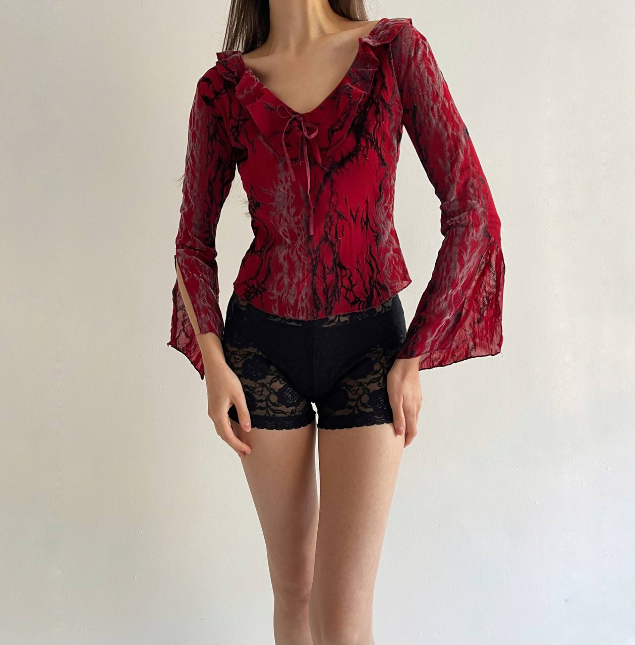 Vintage French red gothic blouse