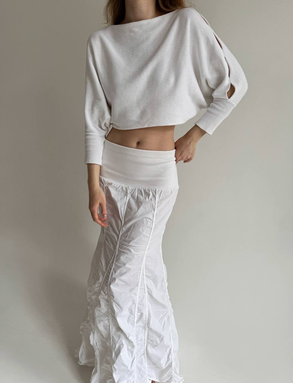 Vintage cotton white cropped sweater