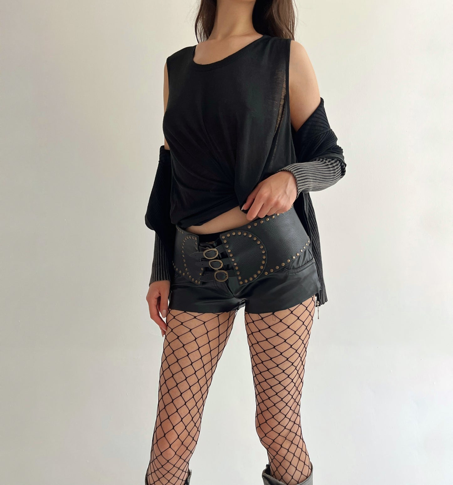 Vintage faux leather mini shorts