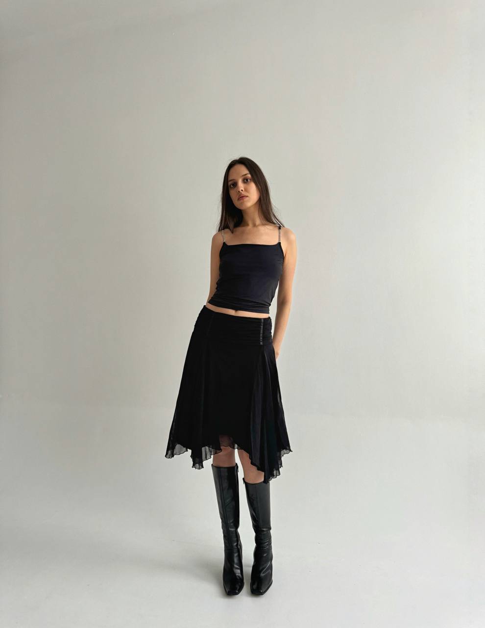 Vintage gothic asymmetrical black skirt