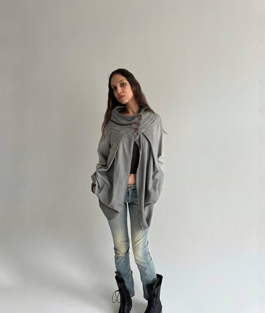 Vintage avant garde asymmetrical button up cardigan