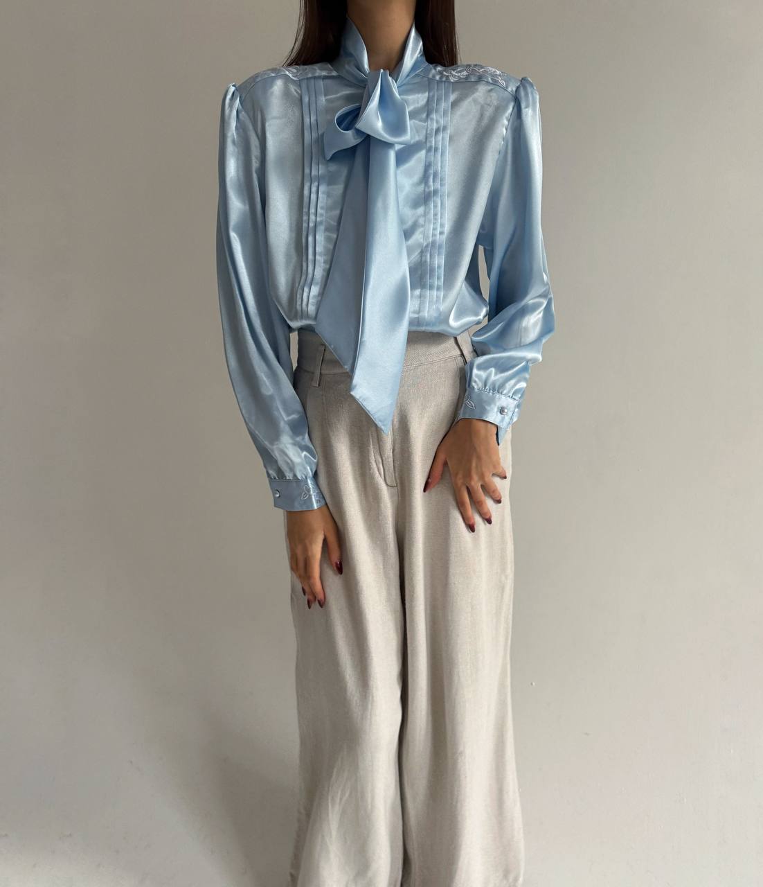 Vintage satin blue blouse