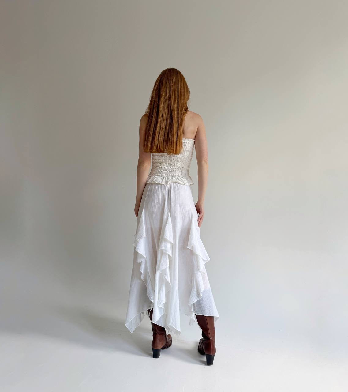 Vintage cotton asymmetrical white skirt