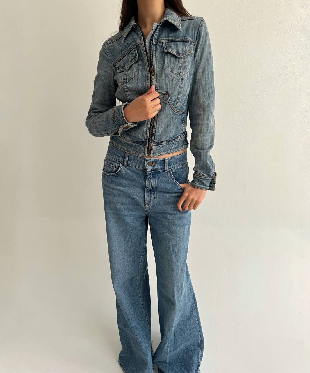Y2K washed denim jacket