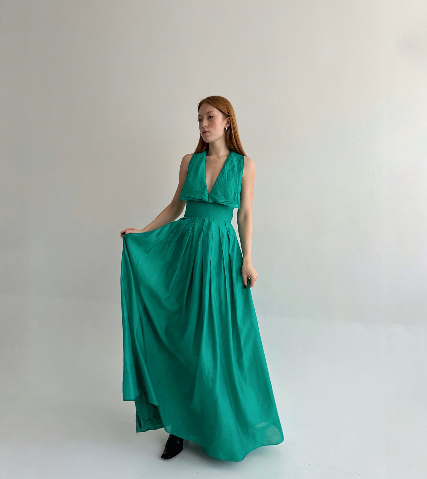 Vintage 75% cotton 25% silk green maxi dress