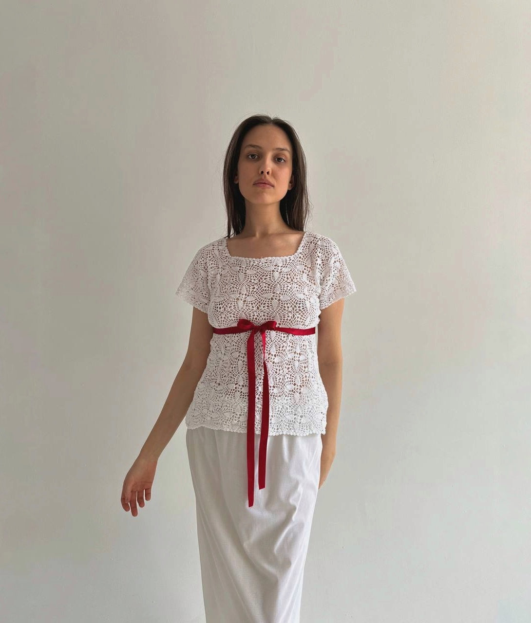 Vintage crochet white blouse