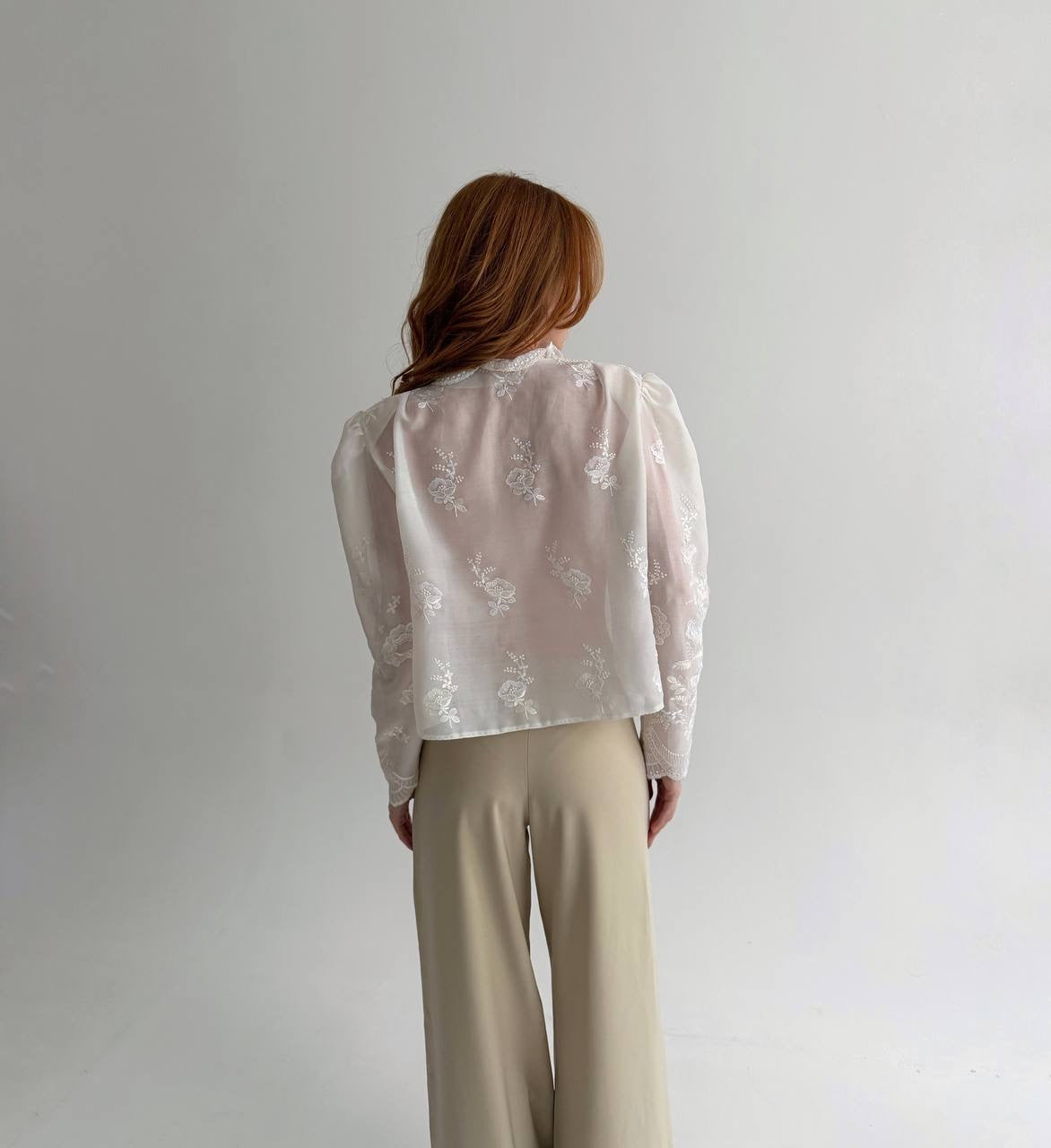 Vintage cream blouse with ruffles