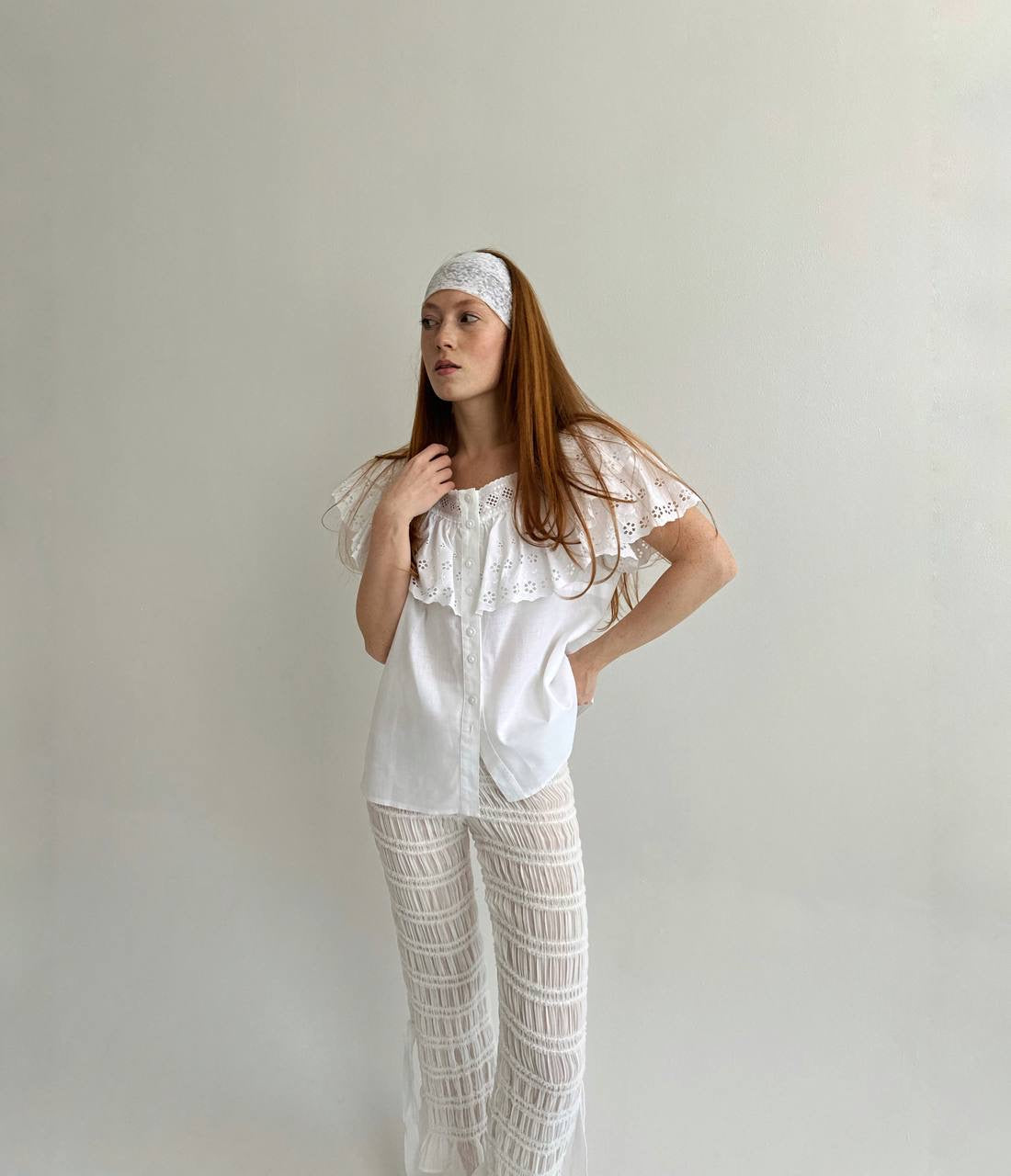 Vintage cotton embroidery blouse