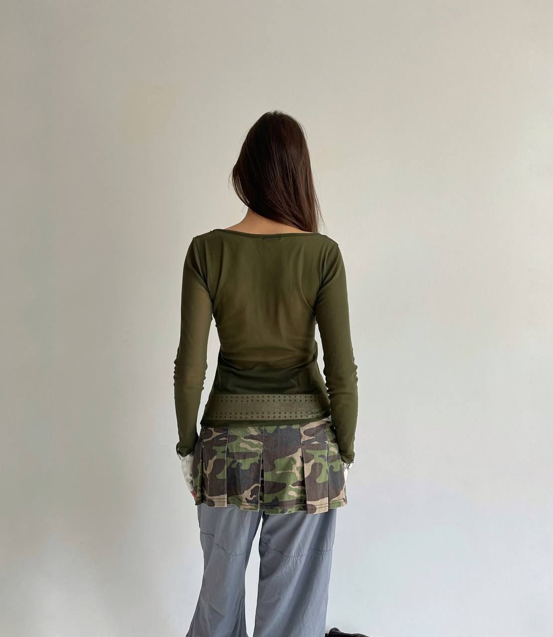Vintage mesh cotton blend top