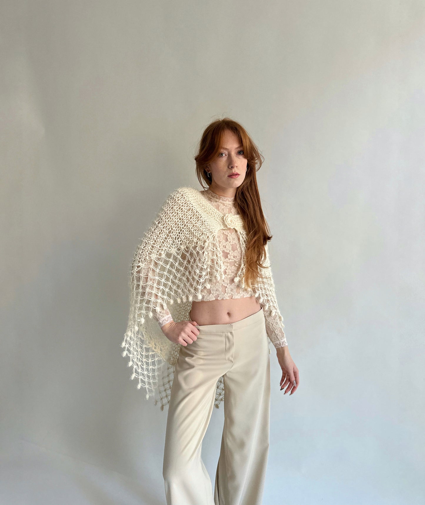 Vintage crochet poncho cardigan
