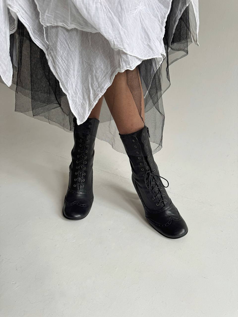 Vintage genuine leather Victorian boots