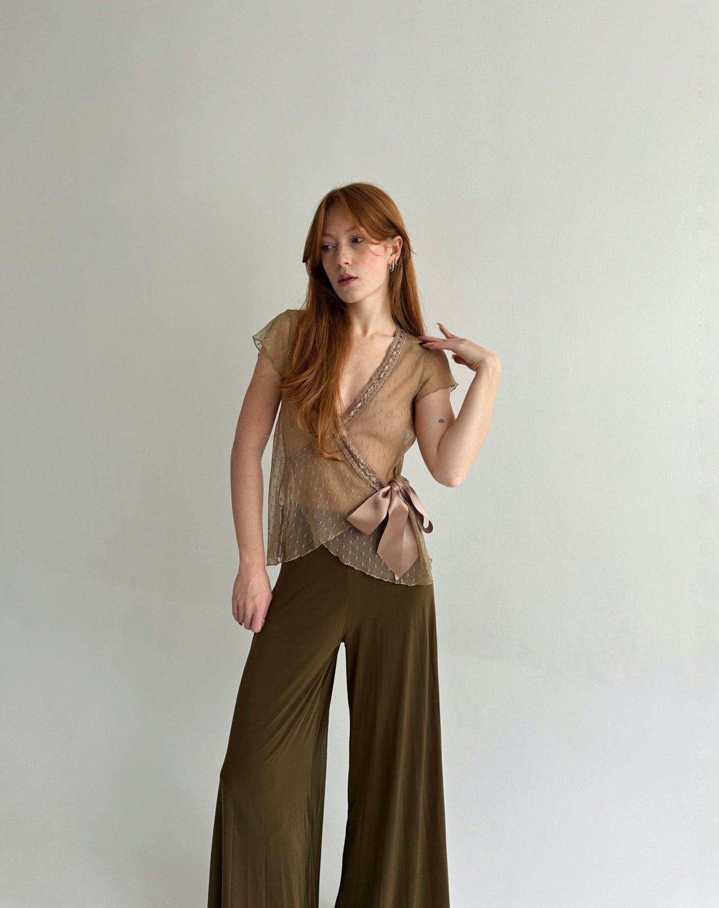 Vintage mesh wrap blouse