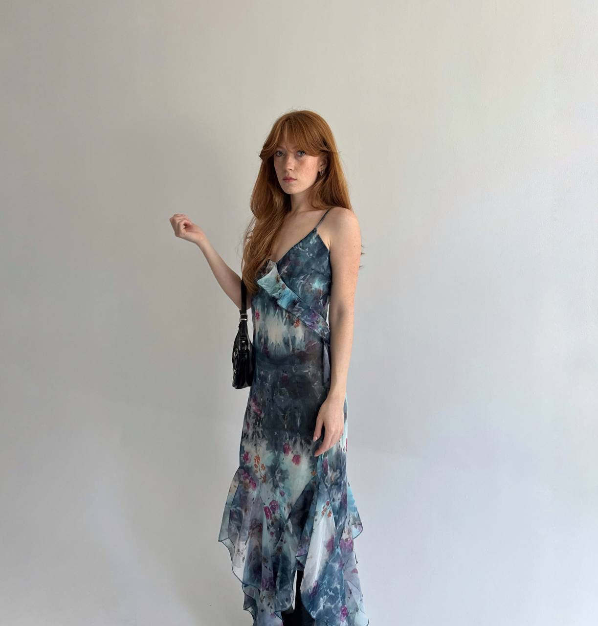 Vintage asymmetrical printed dress