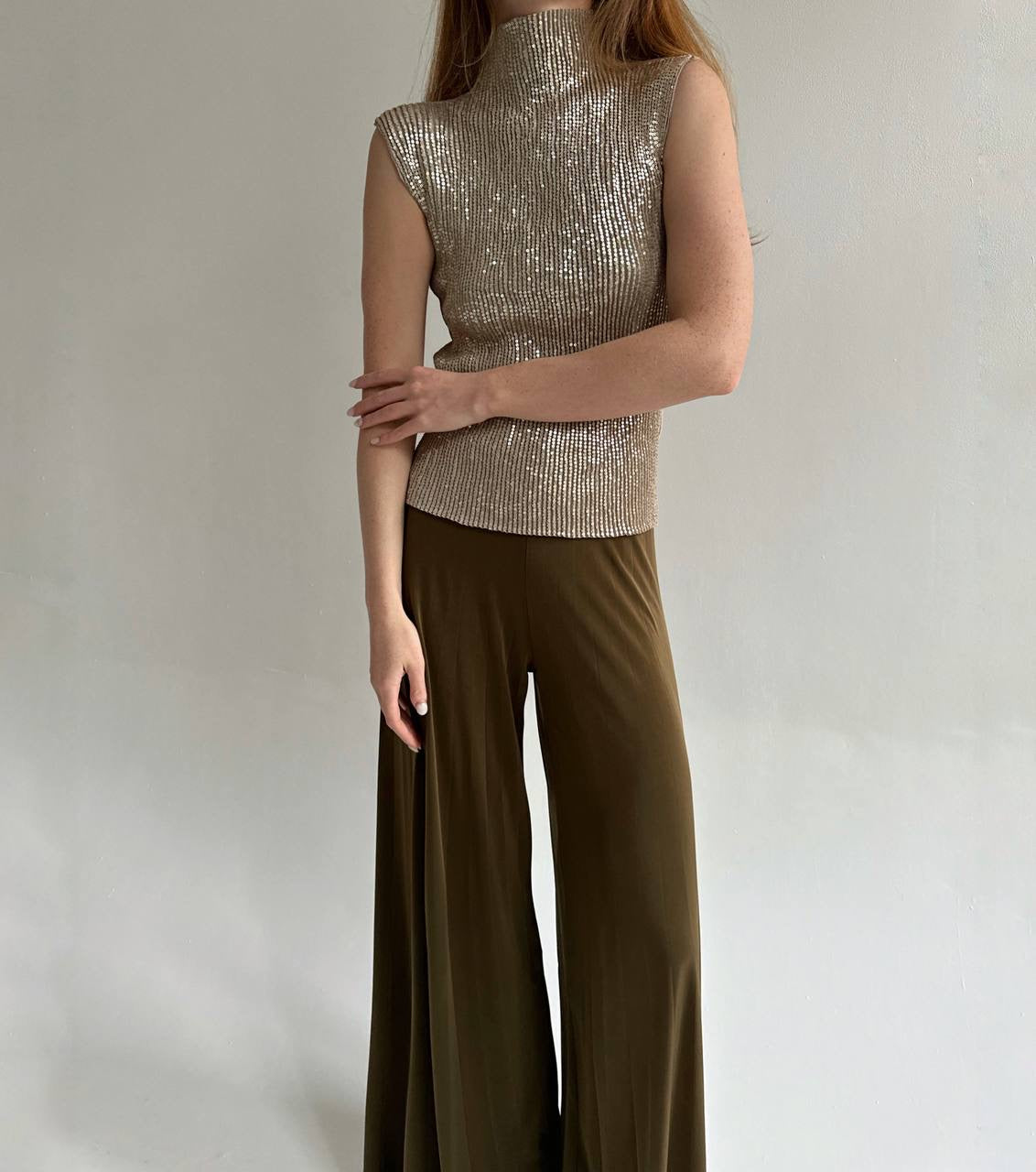 Vintage Specchio Pleats sequin top
