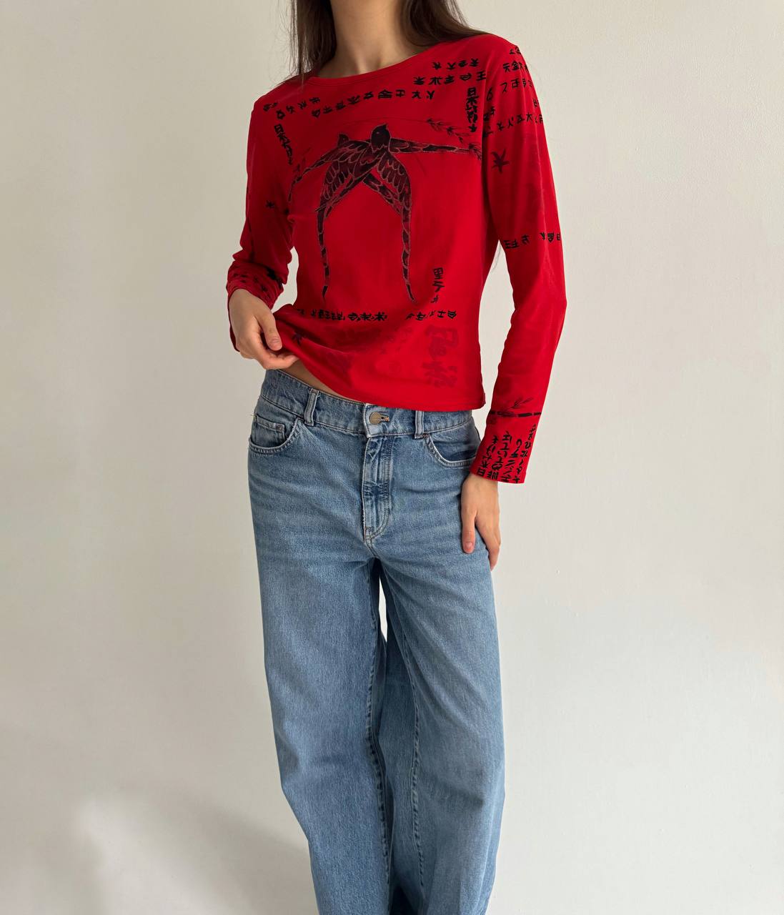 Viscose printed red blouse