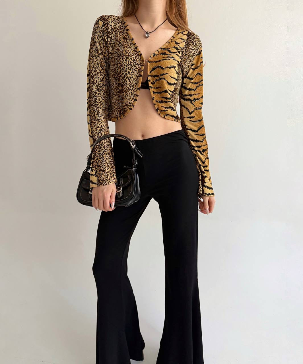 Vintage leopard cropped cardigan
