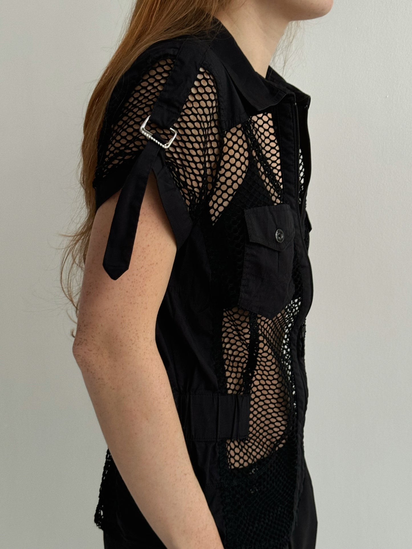 Vintage 73% cotton fishnet blouse