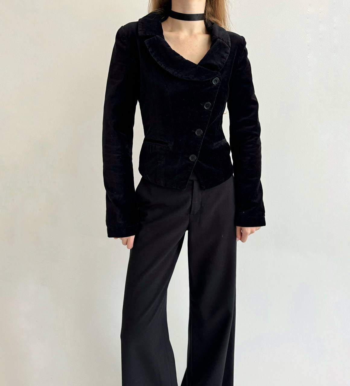Y2K cotton velvet asymmetrical blazer
