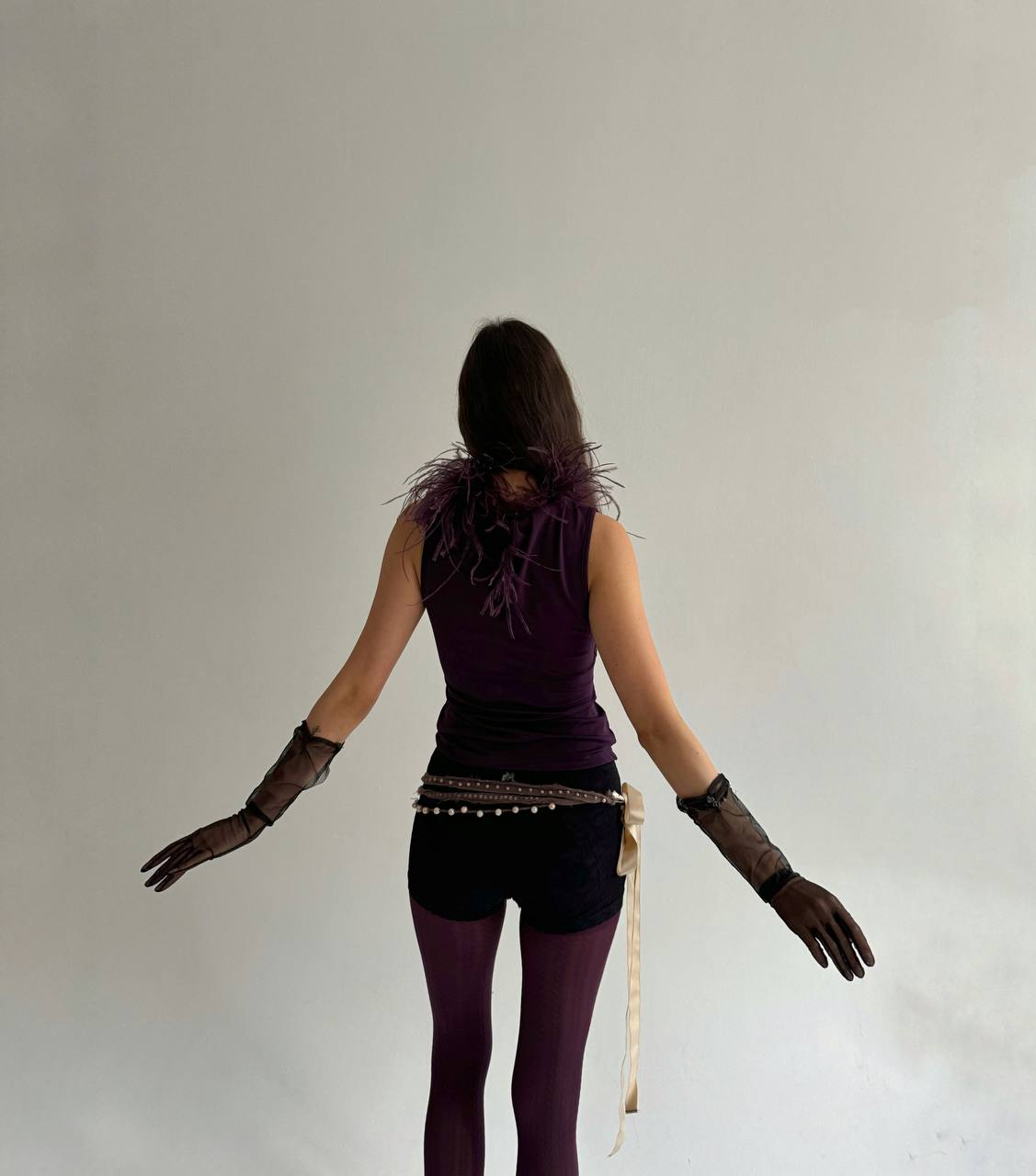 Vintage violet blouse with feather