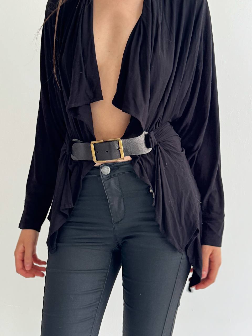 Vintage Plein Sud viscose draped blouse with belt