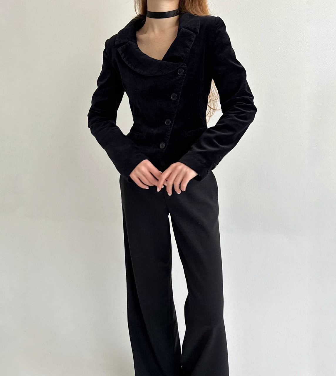 Y2K cotton velvet asymmetrical blazer