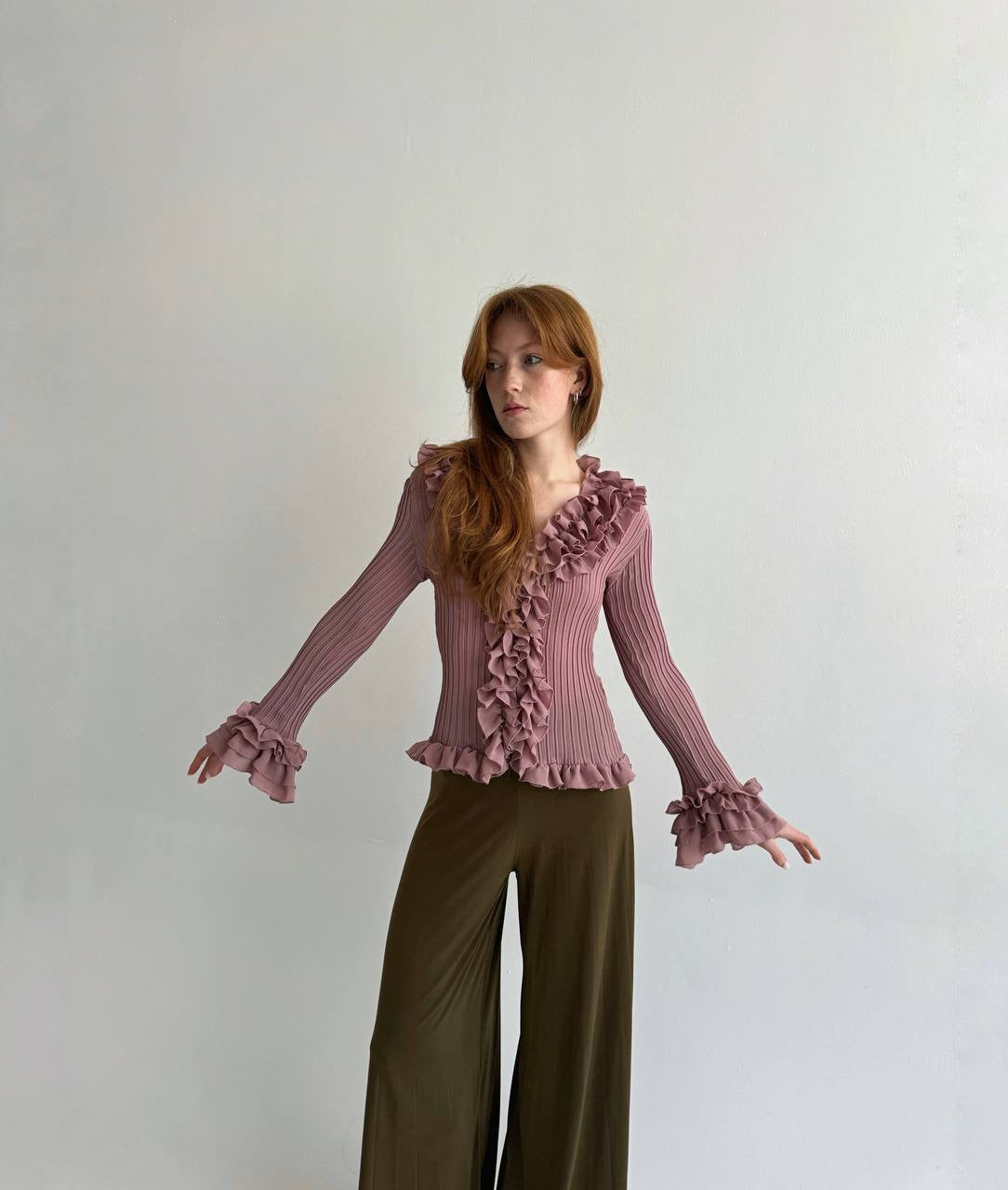 Vintage rose ruffled blouse