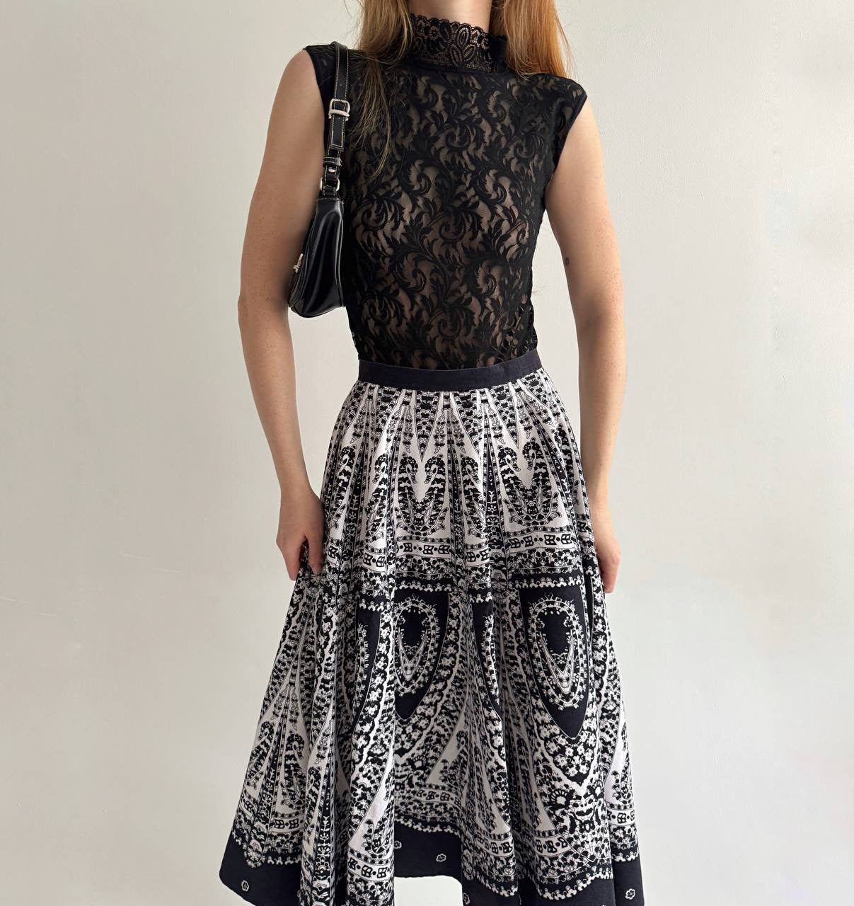 Vintage cotton A shape midi skirt