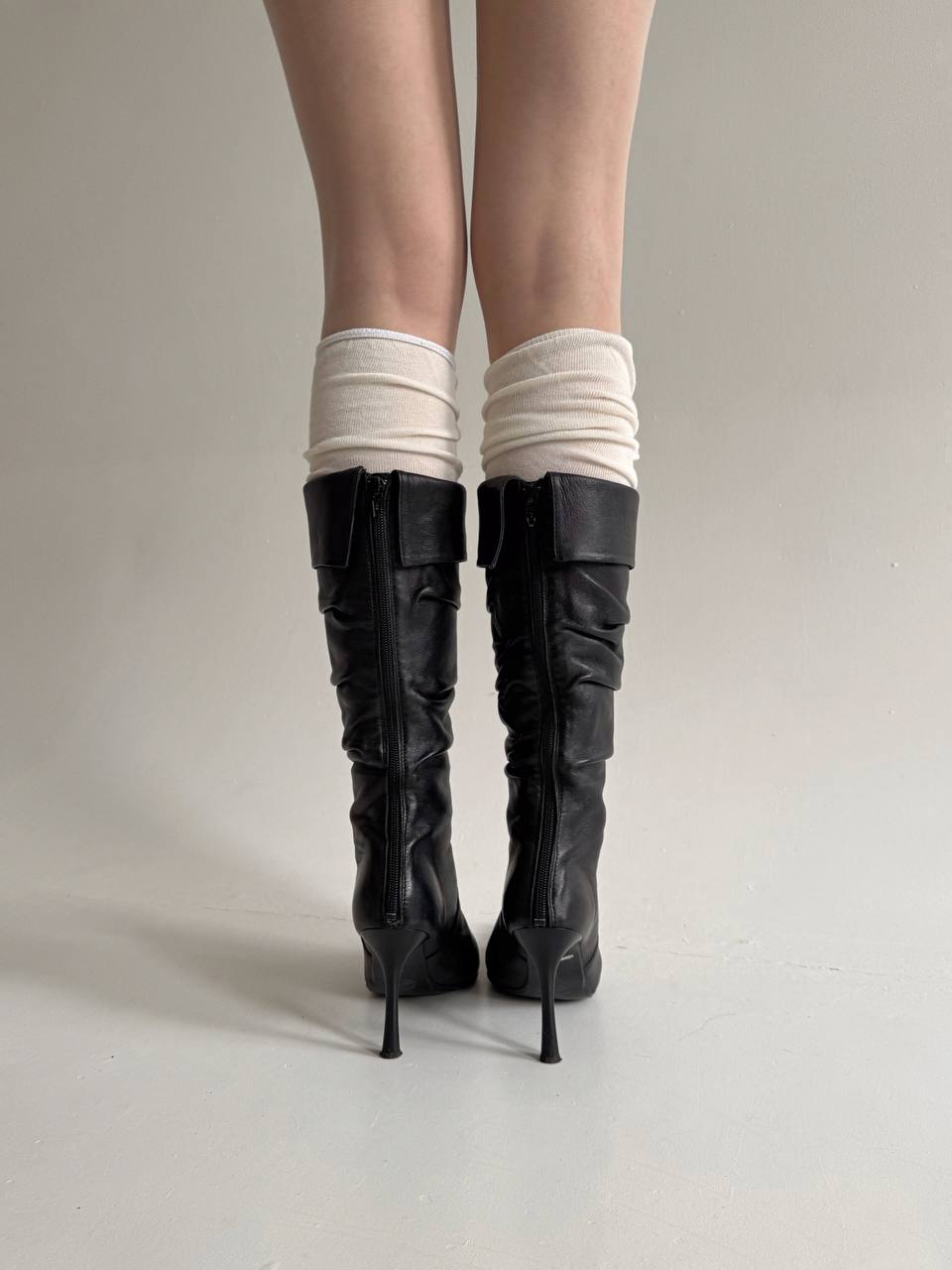 Vintage faux leather black boots