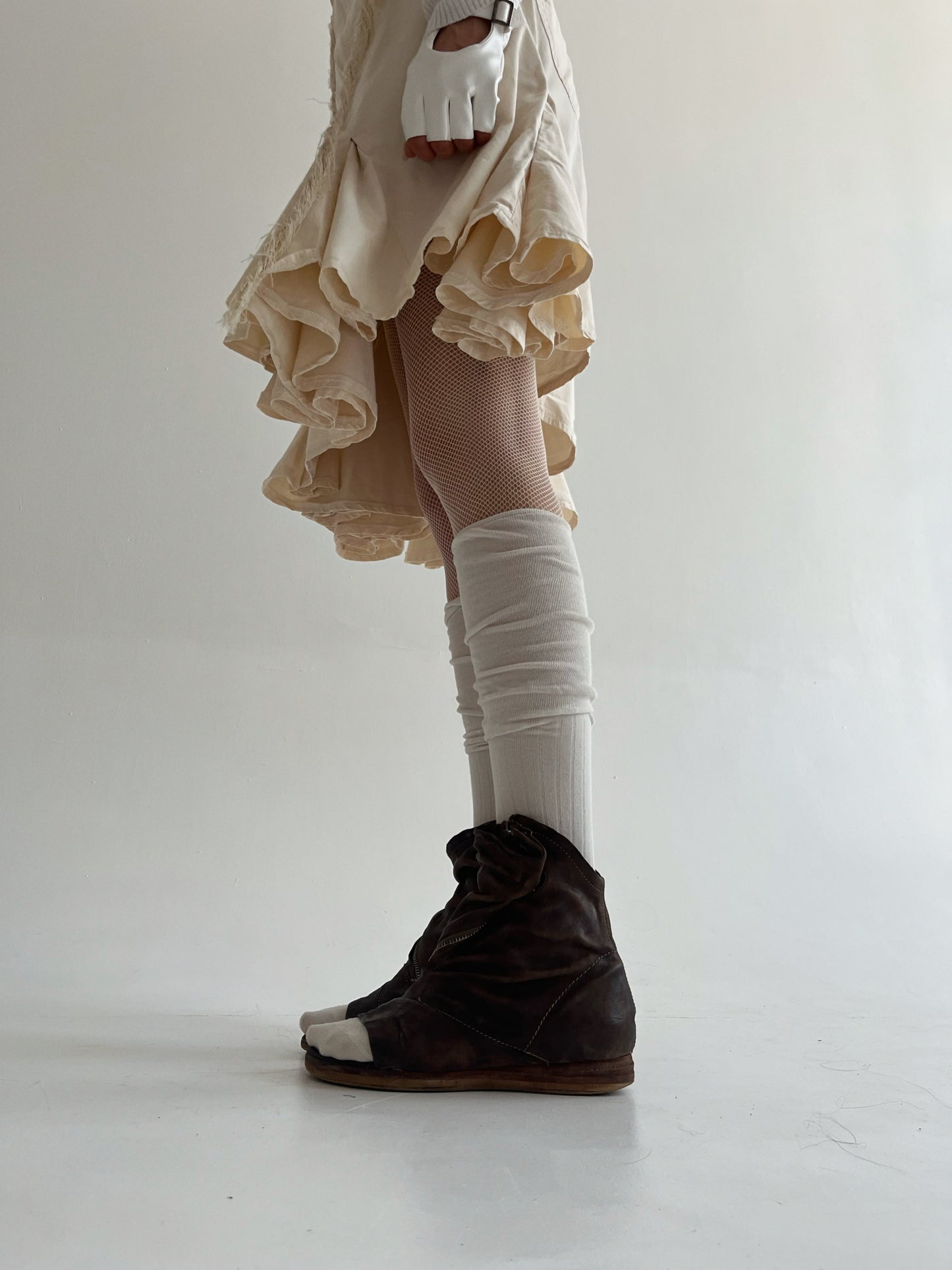 Genuine leather avant garde open toe boots
