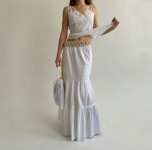Vintage cotton cottagecore maxi skirt m