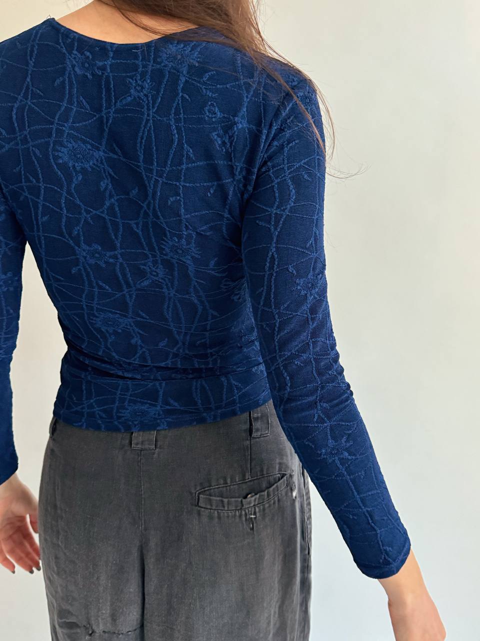 Vintage blue flower pattern blouse