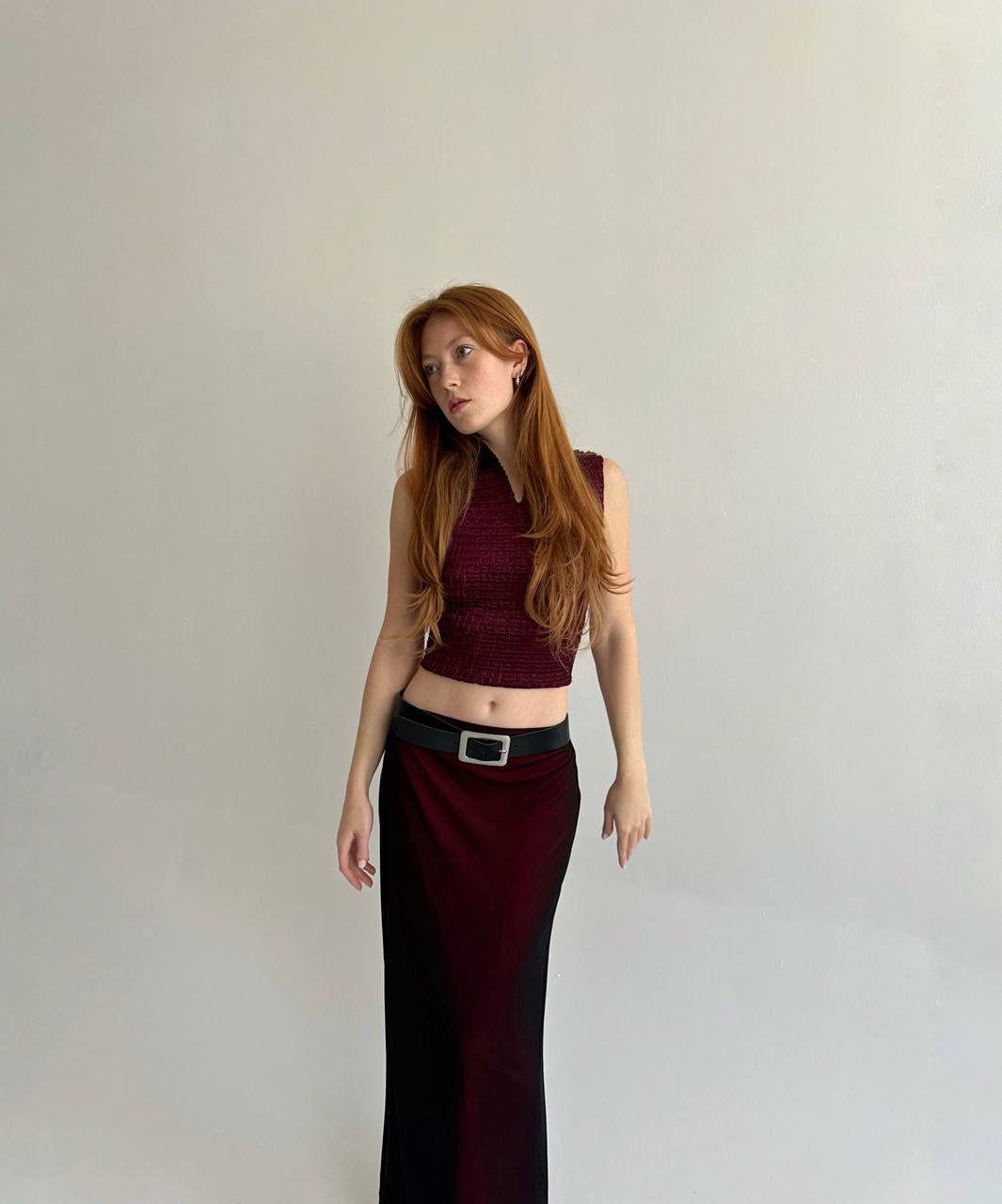 Vintage burgundy maxi skirt