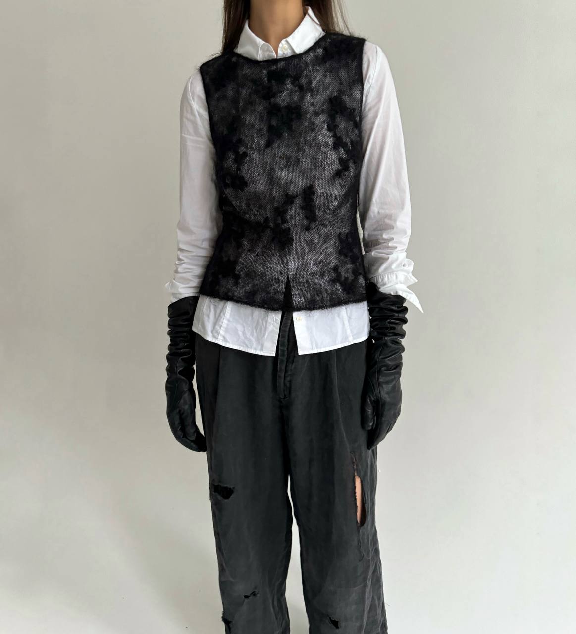Vintage mohair crochet vest