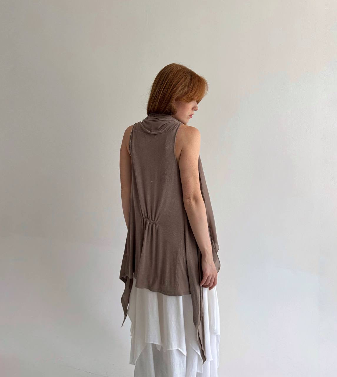 Vintage avant garde draped taupe cardigan