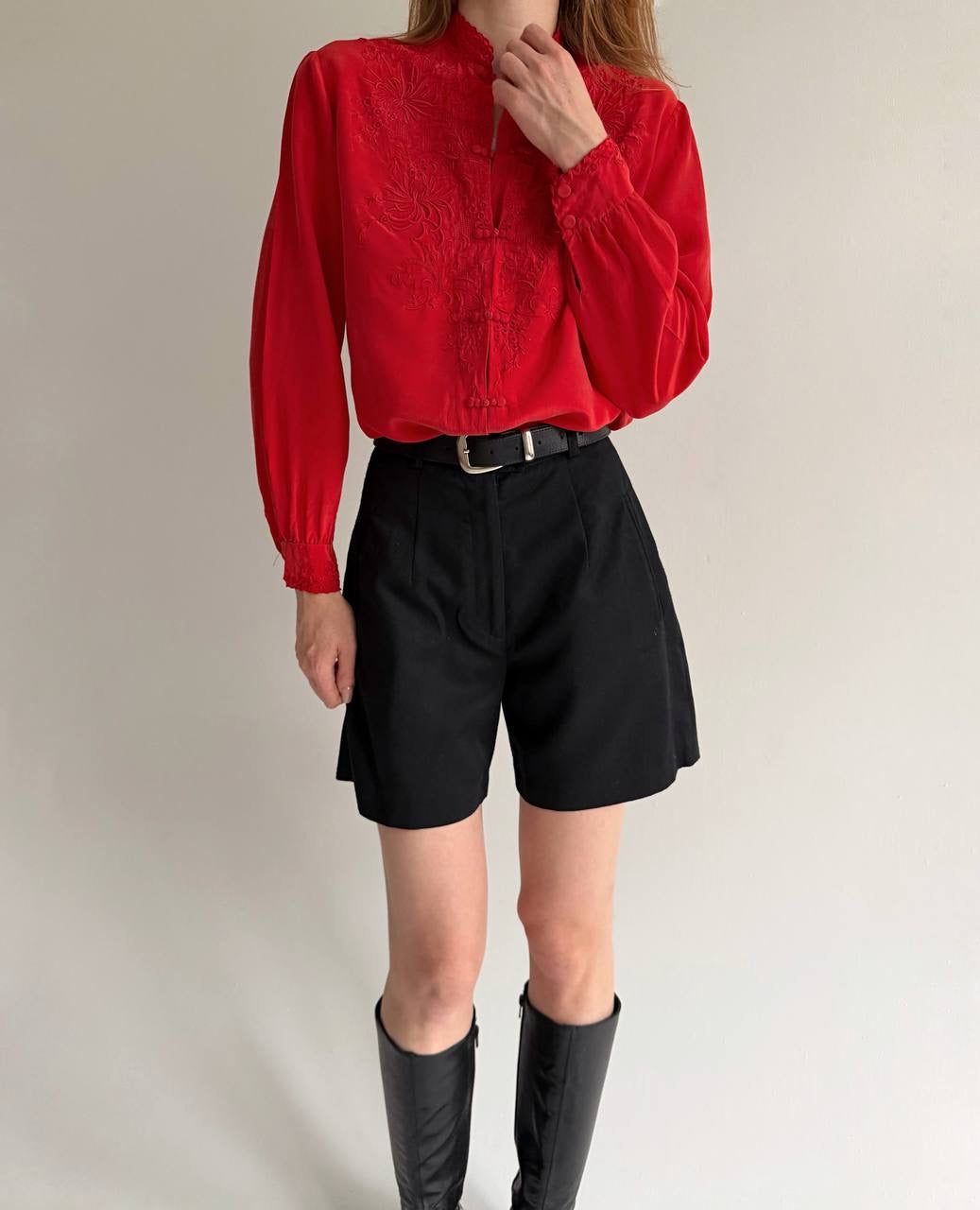 Vintage 100% pure silk red blouse