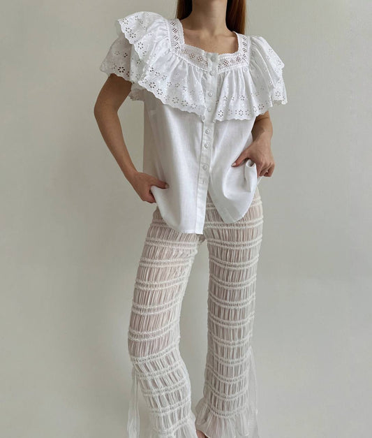Vintage cotton embroidery blouse