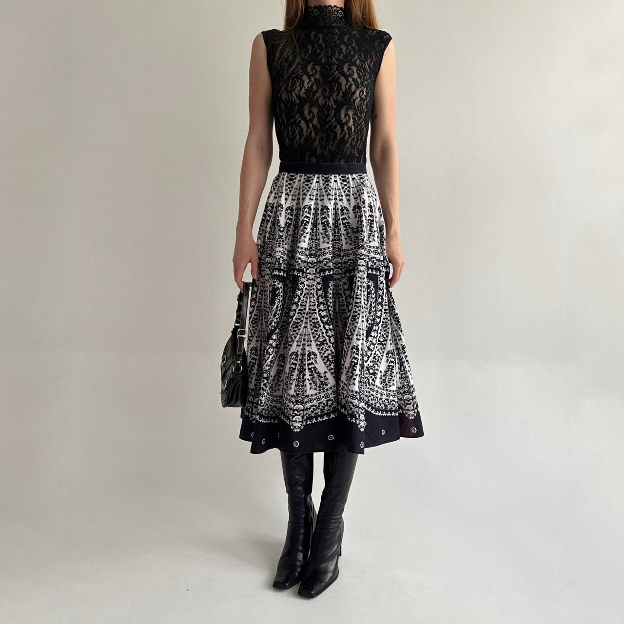 Vintage cotton A shape midi skirt