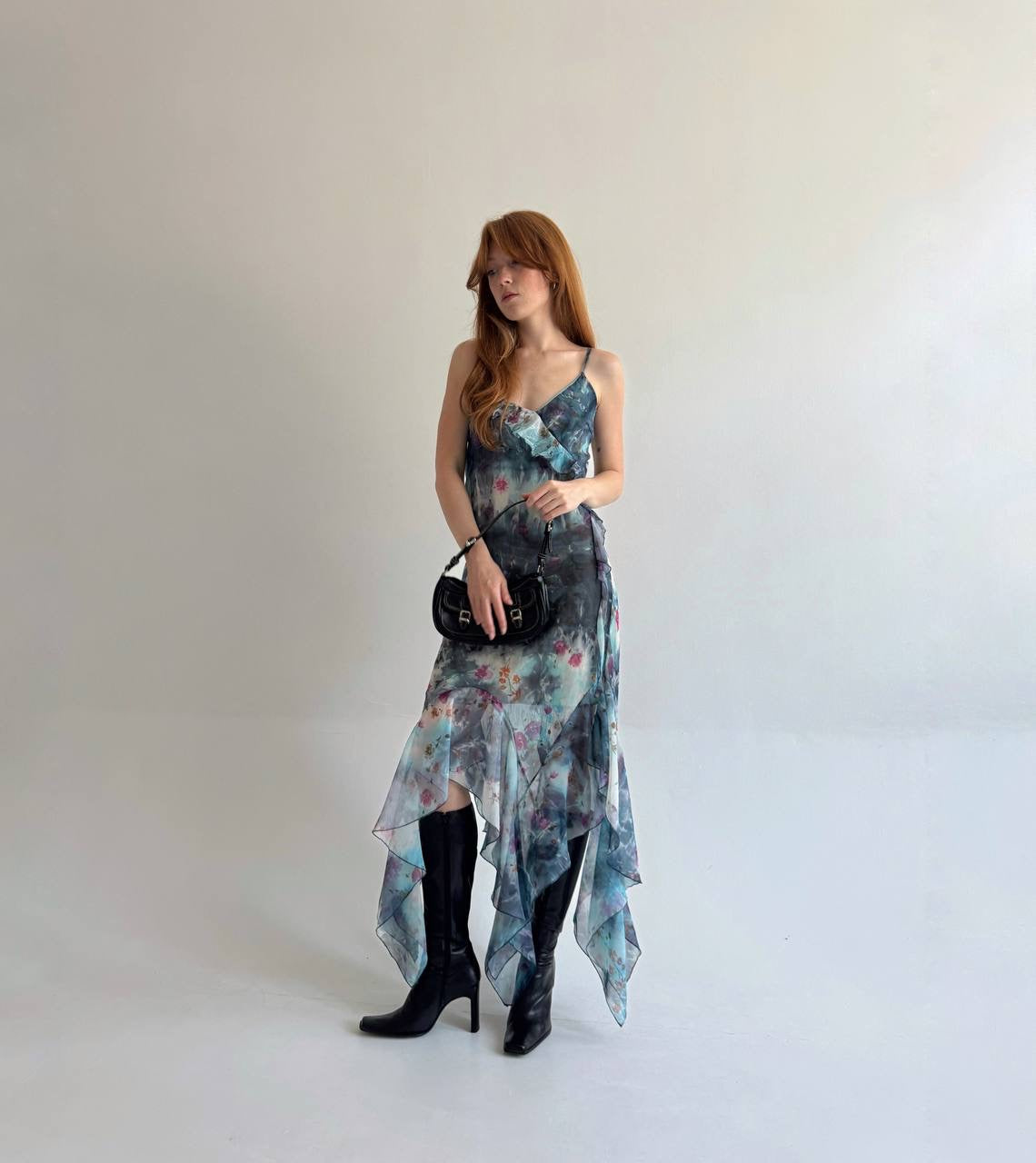 Vintage asymmetrical printed dress