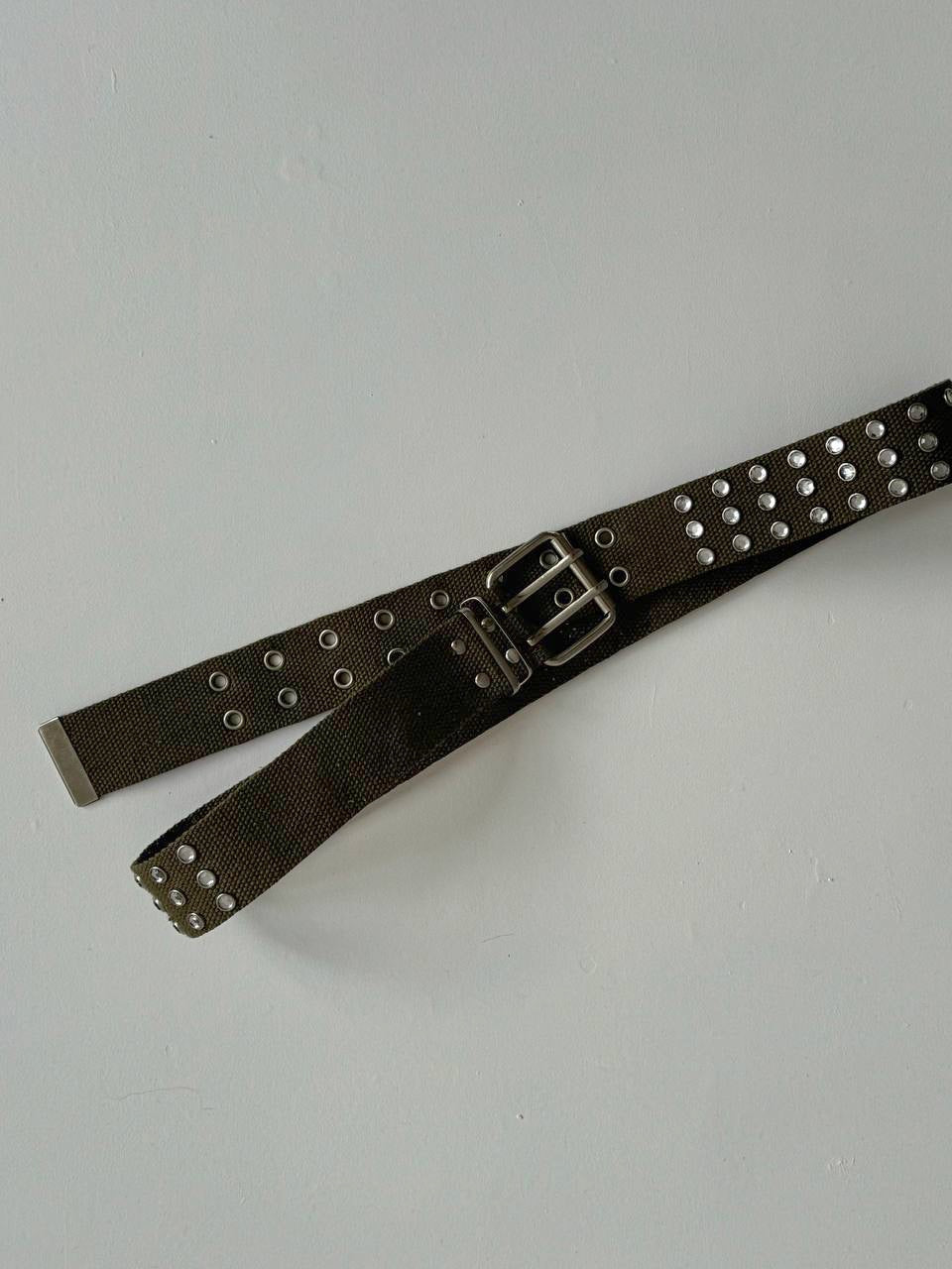 Vintage khaki belt with rhinestones
