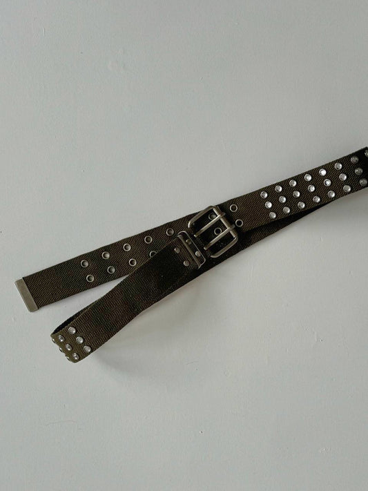 Vintage khaki belt with rhinestones