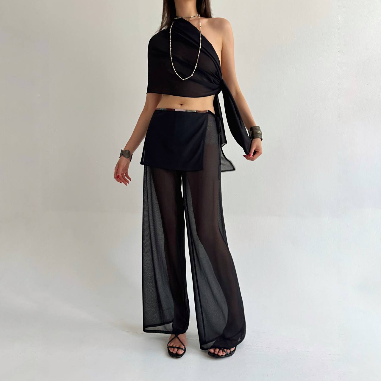 La Perla mesh beaded pants with a skirt