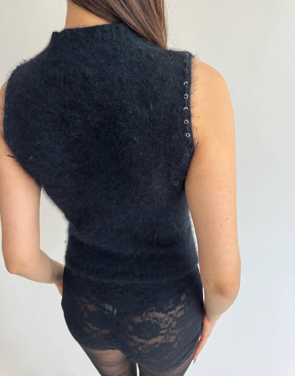 Vintage angora black vest