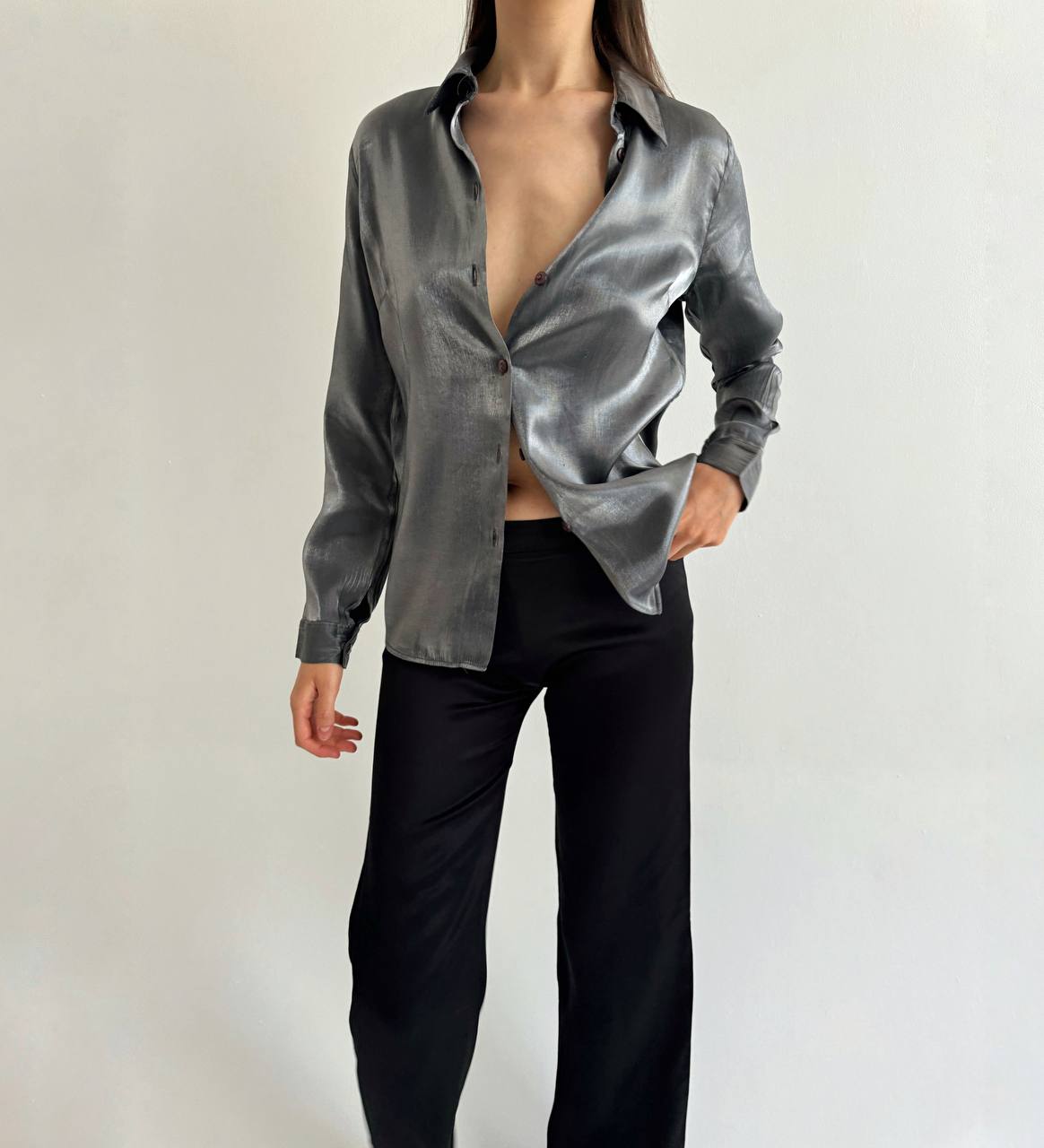Vintage viscose chrome liquid blouse