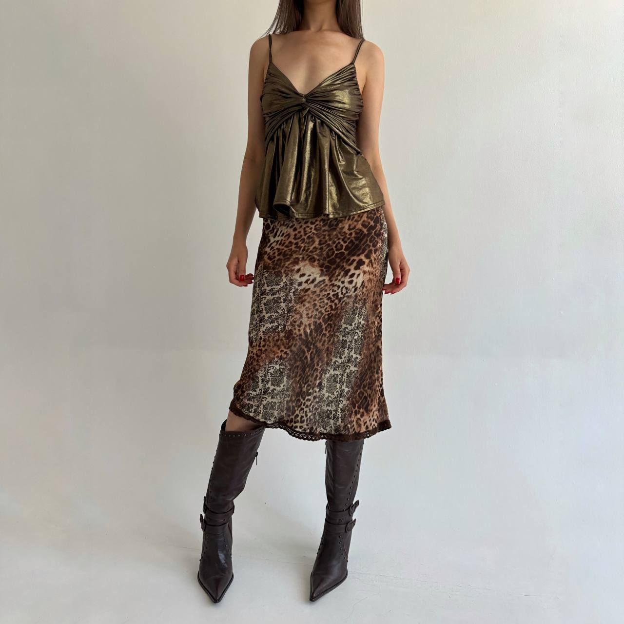 Vintage viscose leopard skirt