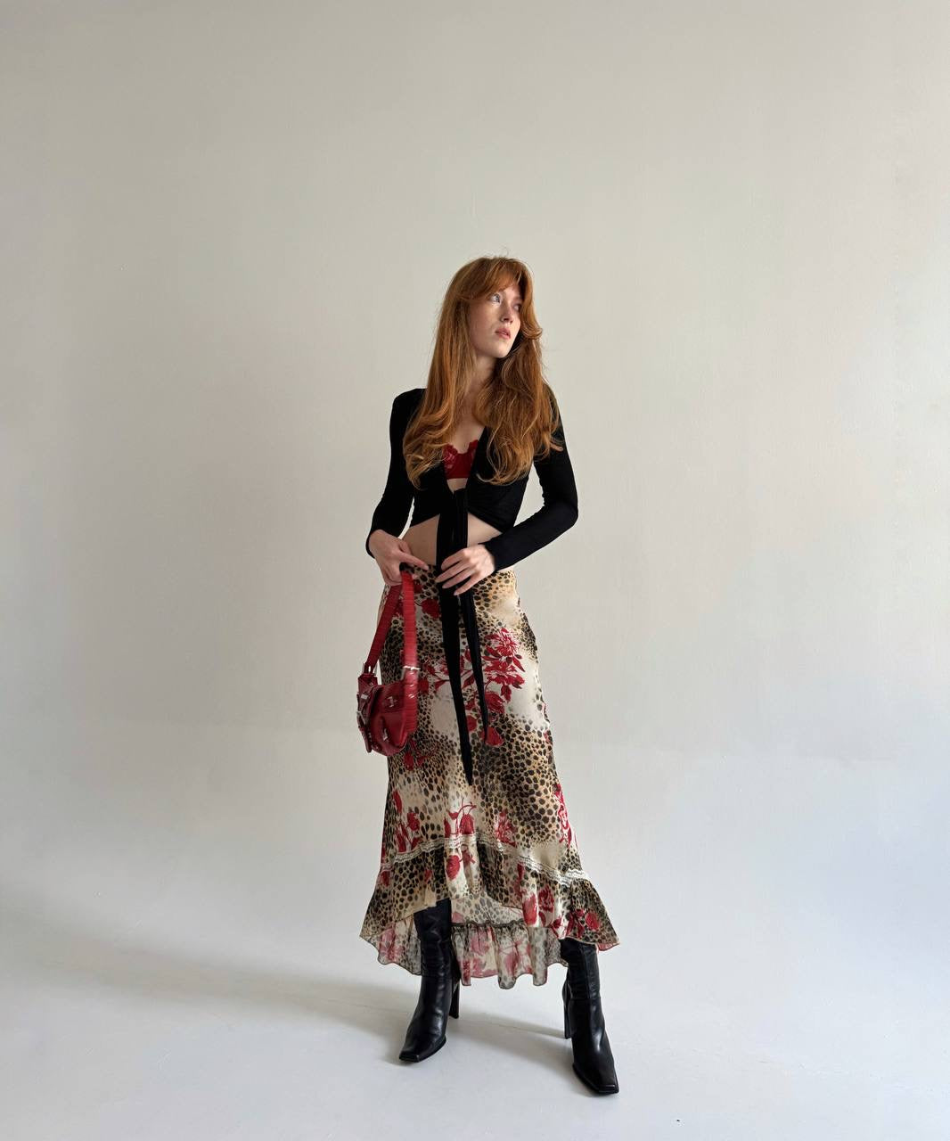 Vintage viscose leopard print asymmetrical skirt