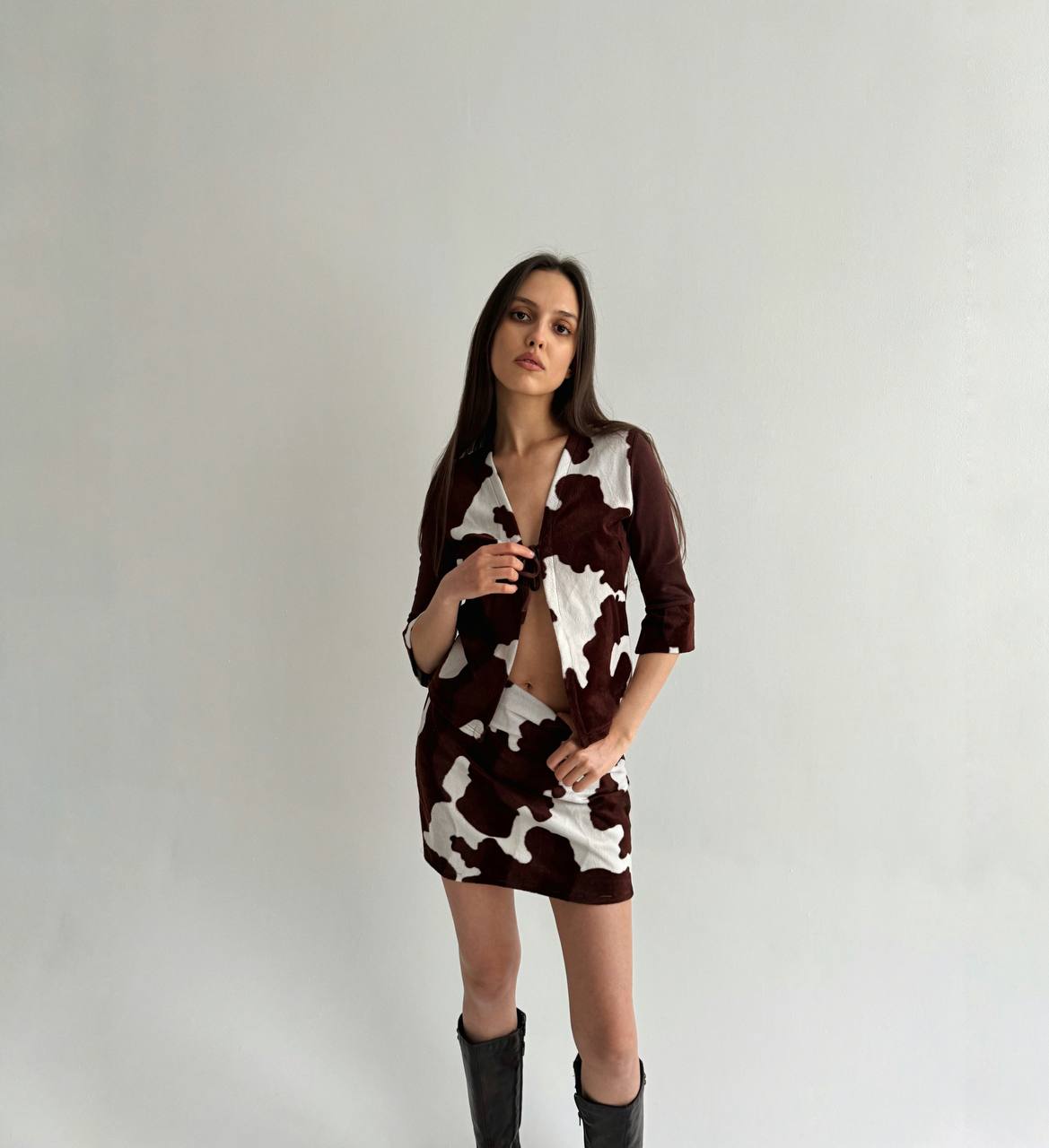 Vintage cow print 2 piece set