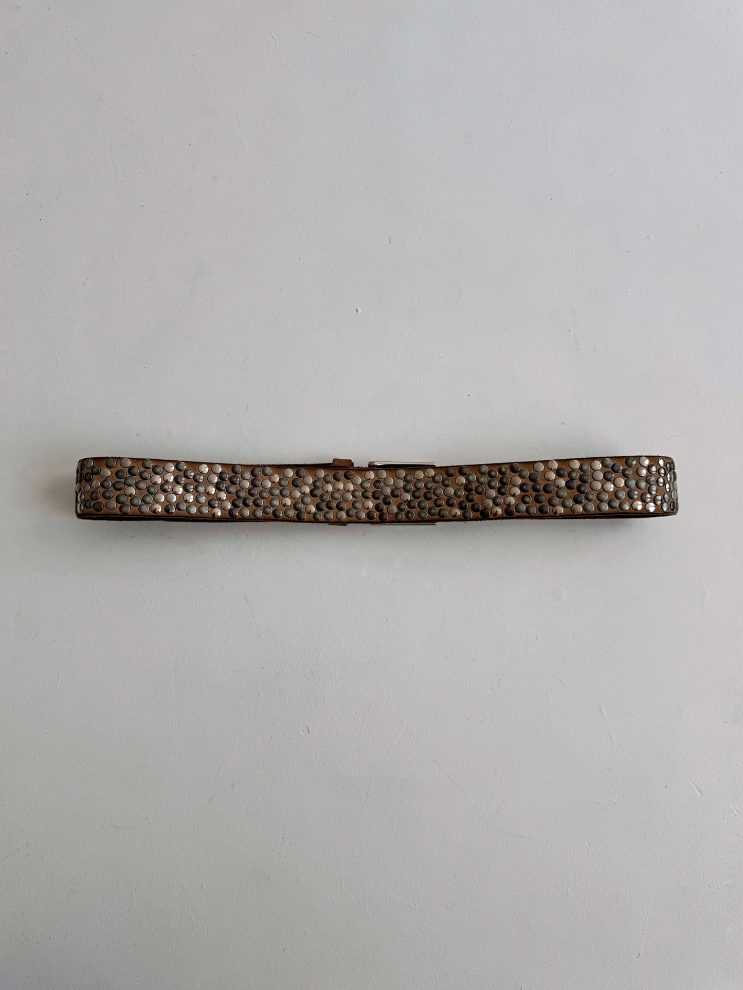 Vintage genuine leather studded grunge belt