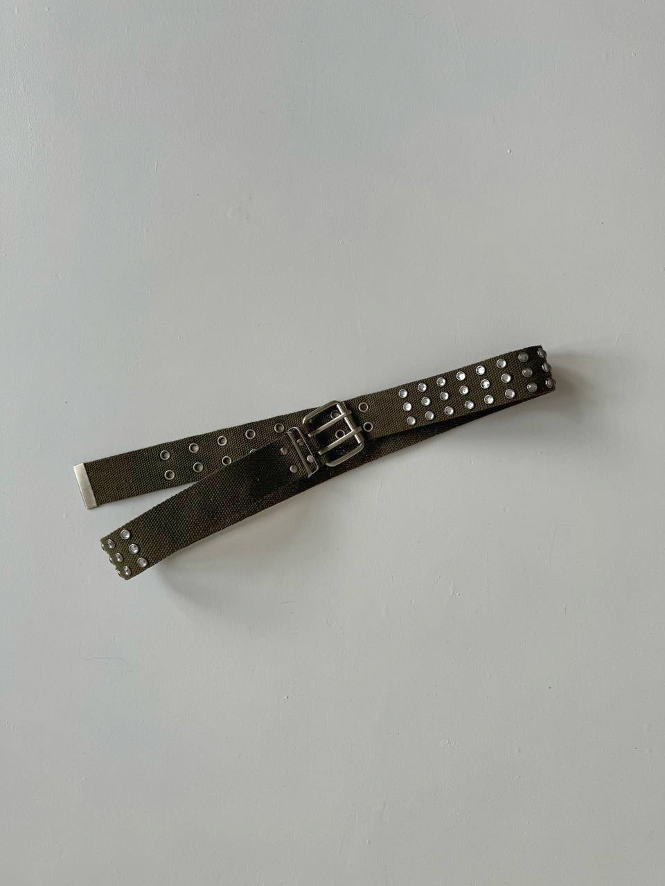 Vintage khaki belt with rhinestones