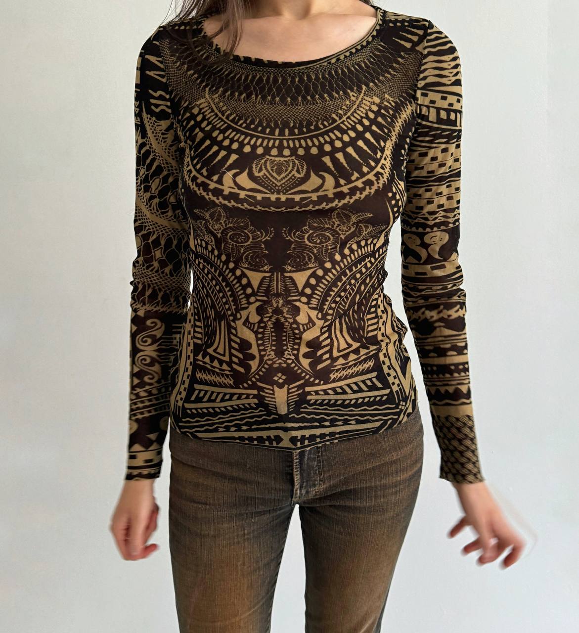 Y2K mesh ornament blouse